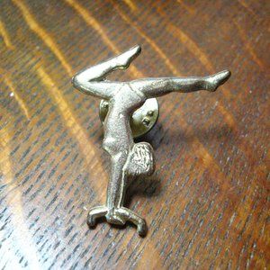 Gymnast Female Acrobat Vintage Letterman Jacket Lapel Pin